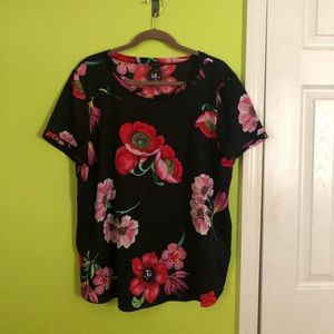 Black, floral blouse